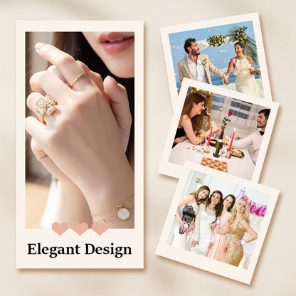 Glücksring mit drehendem vierblättrigem Kleeblatt