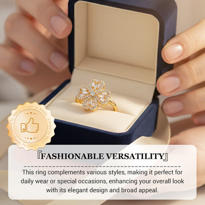 Glücksring mit drehendem vierblättrigem Kleeblatt