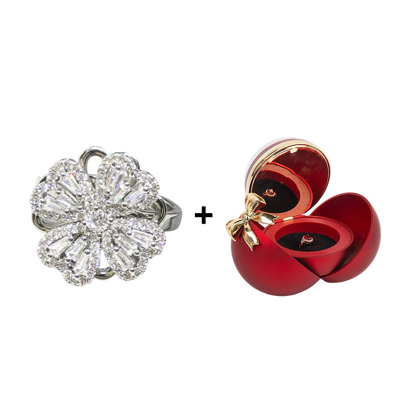 Glücksring mit drehendem vierblättrigem Kleeblatt