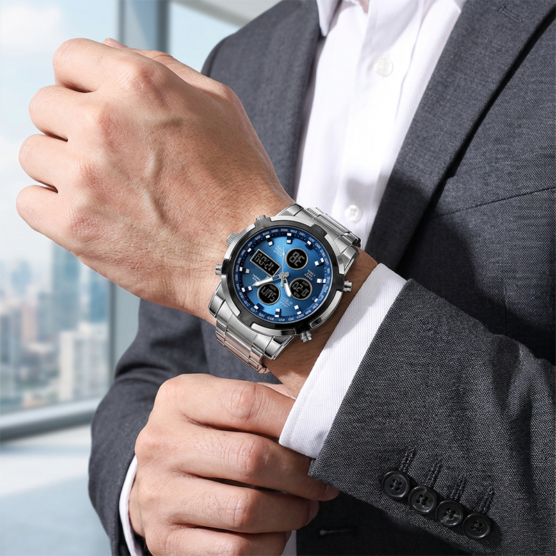 📢📢50 % RABATT!! ⏰ Wasserdichte Herren-Armbanduhr im Militärstil mit analoger und digitaler Anzeige – 48 mm, Multifunktion und Edelstahlarmband! 🕰️💪