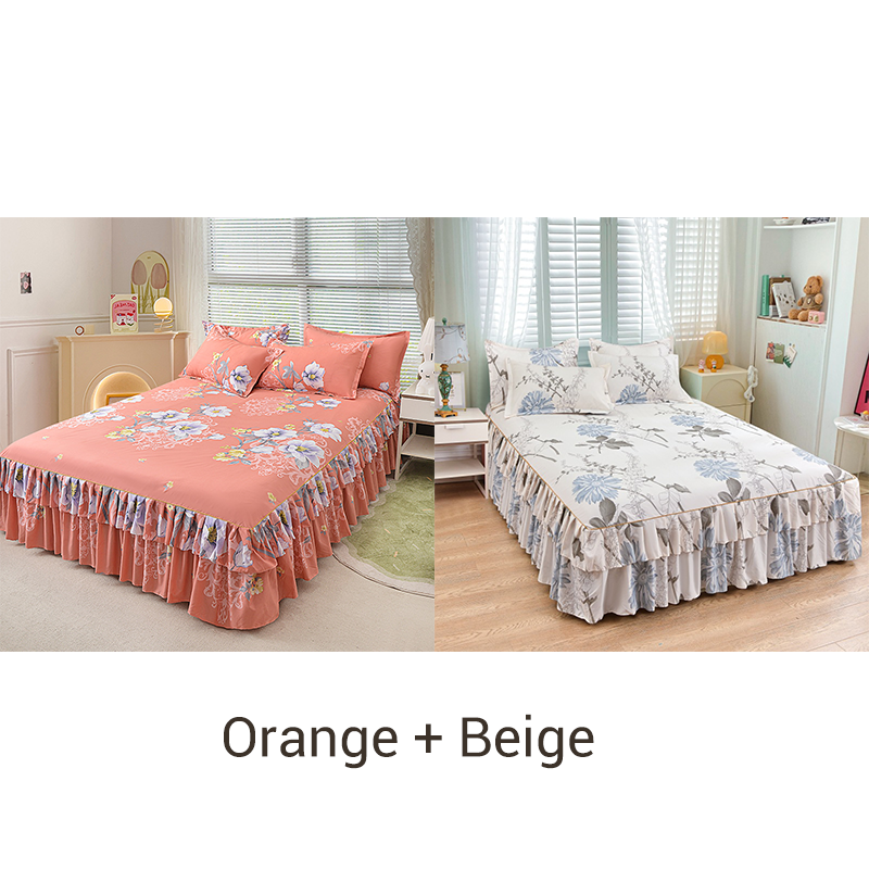 📢📢50 % Rabatt!! ⏰ 🌙3-teiliger Rüschenbettrock – Eleganter Fall & einfaches Wechseln | Romantisches Schlafengehen 🛏️🌹