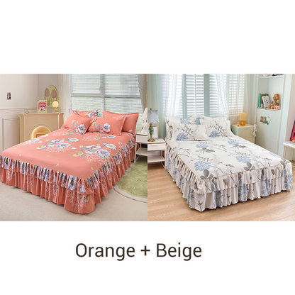 📢📢50 % Rabatt!! ⏰ 🌙3-teiliger Rüschenbettrock – Eleganter Fall & einfaches Wechseln | Romantisches Schlafengehen 🛏️🌹