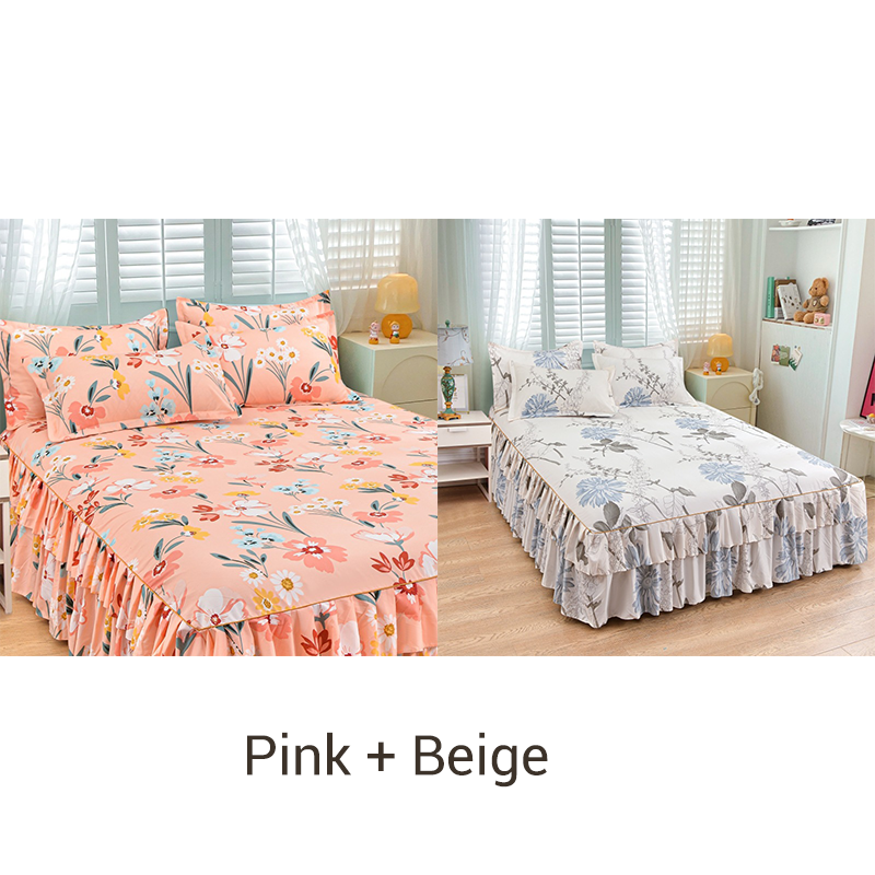 📢📢50 % Rabatt!! ⏰ 🌙3-teiliger Rüschenbettrock – Eleganter Fall & einfaches Wechseln | Romantisches Schlafengehen 🛏️🌹