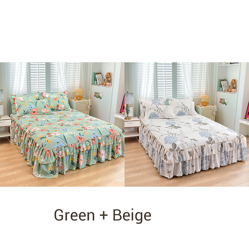 📢📢50 % Rabatt!! ⏰ 🌙3-teiliger Rüschenbettrock – Eleganter Fall & einfaches Wechseln | Romantisches Schlafengehen 🛏️🌹