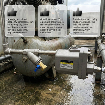 Automatischer Kondensatablass für Druckluftbehälter – Passend für WBK-58 / WBK-20, Mit Doppelfilter, Verstopfungssicher 🔧⚙️