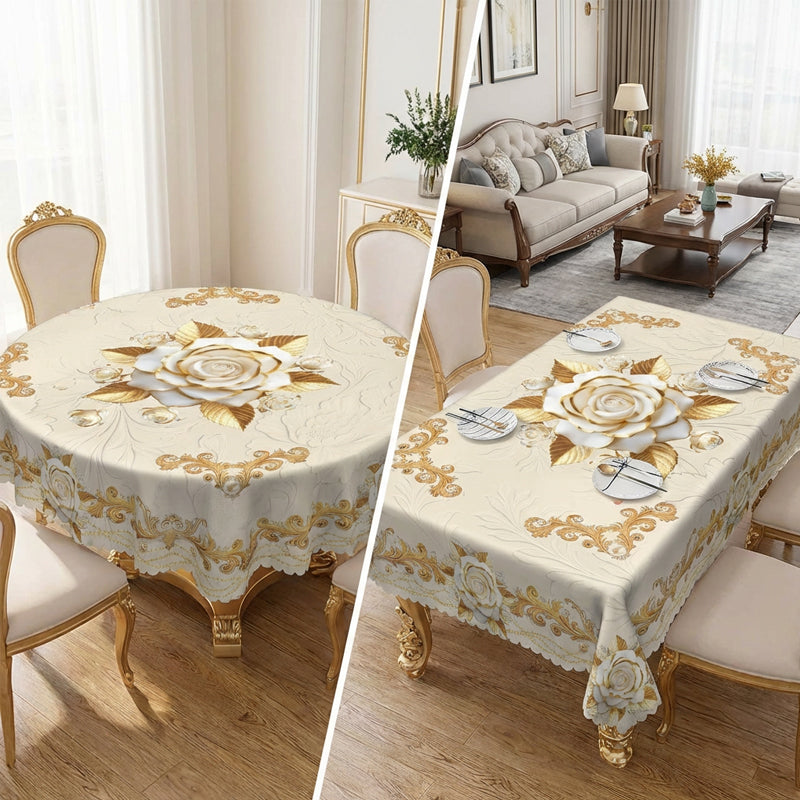 Wasserdichte goldene Rosen-Tischdecke