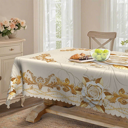 Wasserdichte goldene Rosen-Tischdecke