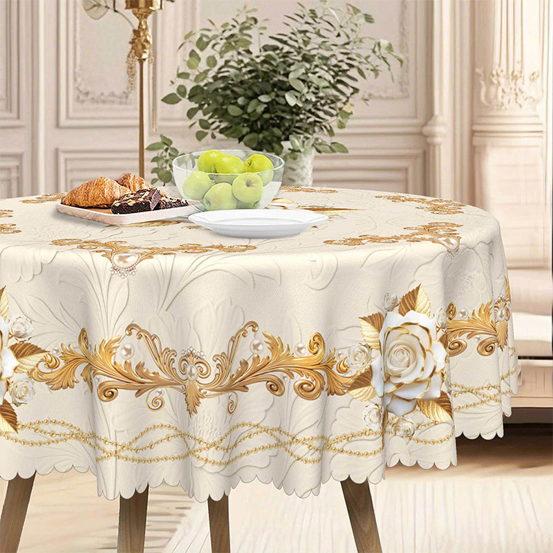 Wasserdichte goldene Rosen-Tischdecke
