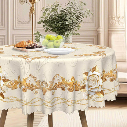 Wasserdichte goldene Rosen-Tischdecke