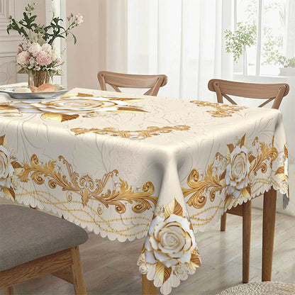 Wasserdichte goldene Rosen-Tischdecke