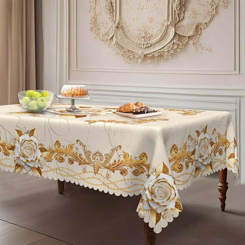 Wasserdichte goldene Rosen-Tischdecke
