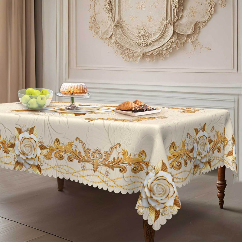 Wasserdichte goldene Rosen-Tischdecke