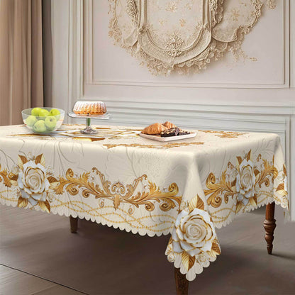 Wasserdichte goldene Rosen-Tischdecke