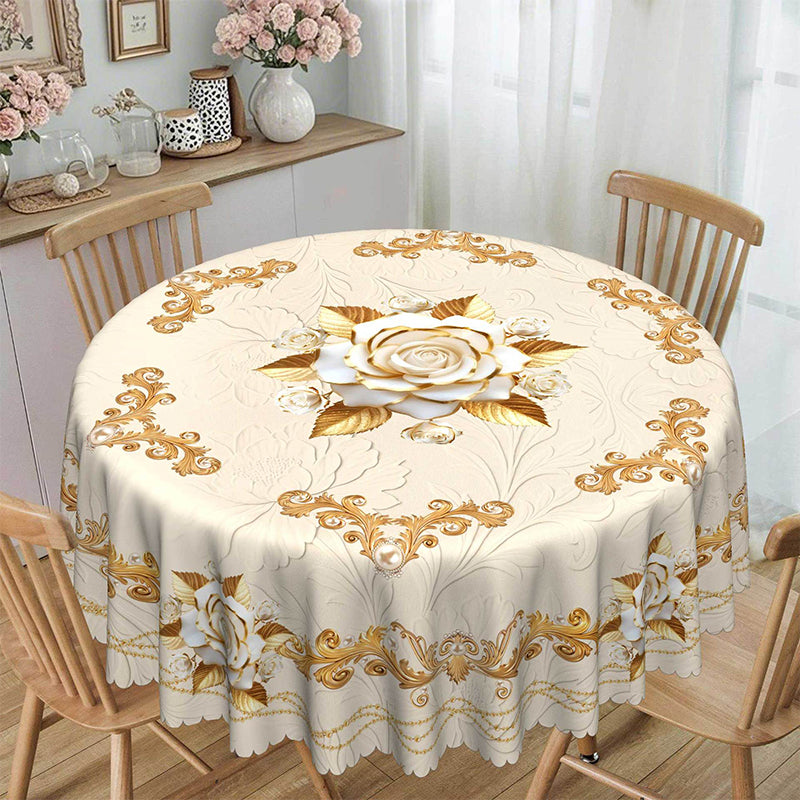 Wasserdichte goldene Rosen-Tischdecke