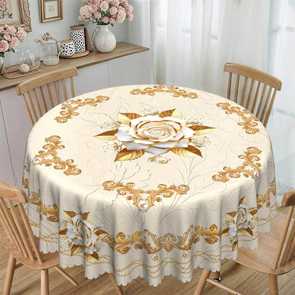 Wasserdichte goldene Rosen-Tischdecke