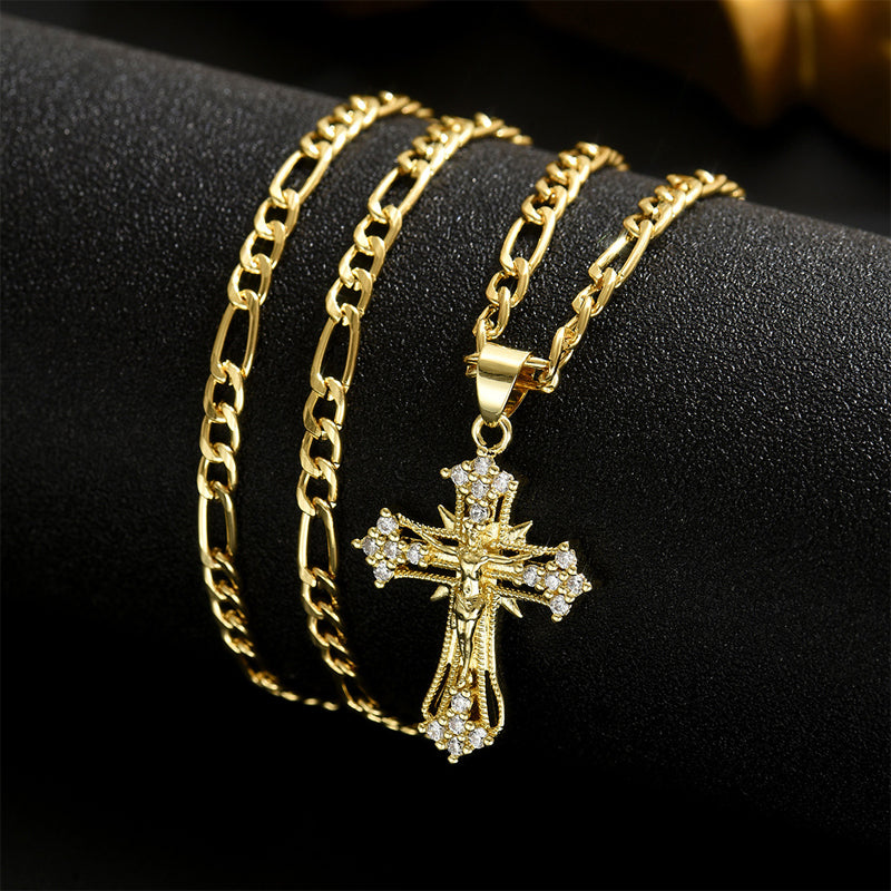 Herren-Kette mit Kreuz-Anhänger – Goldfarben ✝️💛