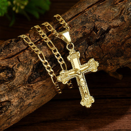 Herren-Kette mit Kreuz-Anhänger – Goldfarben ✝️💛