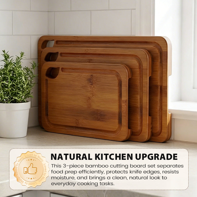 3-teiliges Bambus-Schneidebrett Set