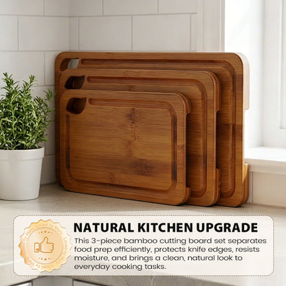 3-teiliges Bambus-Schneidebrett Set