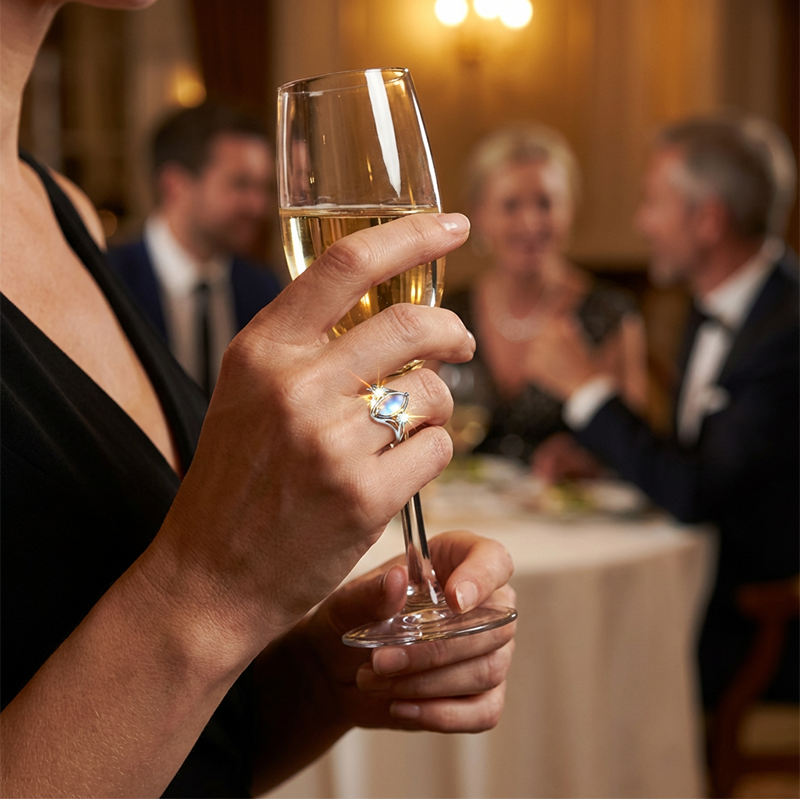 Geometrischer Ovalring mit Zirkonia-Akzenten