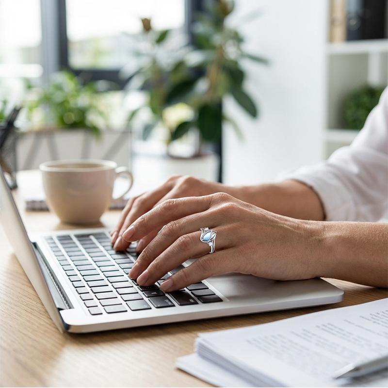 Geometrischer Ovalring mit Zirkonia-Akzenten