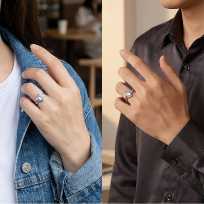 Geometrischer Ovalring mit Zirkonia-Akzenten