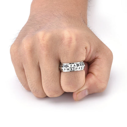 Titanstahl Wikinger-Runen Drehring