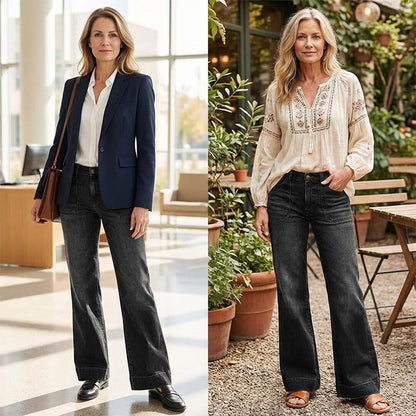 👖 50% RABATT! 🔥 Damen Retro Flare Jeans – Vintage Wash, High Waist & perfekter Stretch – figurformend & mega im Trend ✨