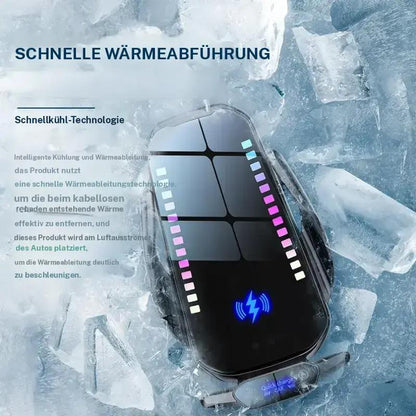 Kabelloses Autoladegerät mit Lüftungsschlitzhalterung für Handys, Halterung für Armaturenbrett mit Ambientebeleuchtung, kompatibel mit iPhones und Android-Handys, Autozubehör.