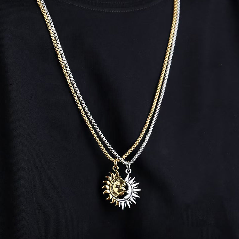 🎁Valentinstagsgeschenk🔥 Sonnen- und Mond-Anhänger-Set