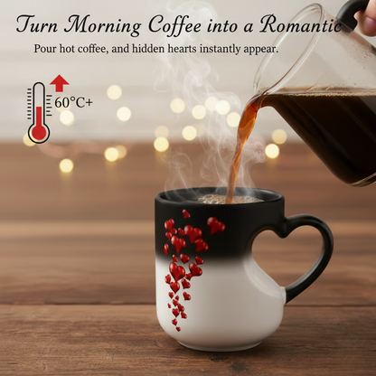 ☕ ❤️ Keramikbecher mit farbwechselndem, herzförmigem Henkel – Wärmesensitive Farbe, stilvoll & einzigartig – Perfekt für Kaffee, Tee oder als liebevolles Geschenk – wechselt die Farbe bei Hitze und verbreitet Freude ✨🎁