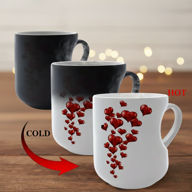 ☕ ❤️ Keramikbecher mit farbwechselndem, herzförmigem Henkel – Wärmesensitive Farbe, stilvoll & einzigartig – Perfekt für Kaffee, Tee oder als liebevolles Geschenk – wechselt die Farbe bei Hitze und verbreitet Freude ✨🎁