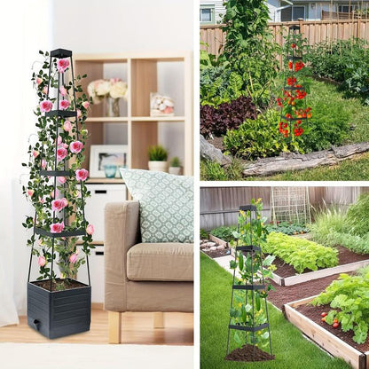 🌱 Gartenhochbeet Pflanzkästen mit Rankgitter｜Perfekt für Kletterpflanzen und Gemüseanbau