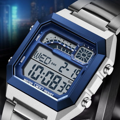 Unisex-Quadrat-Armbanduhr mit Leuchtdisplay