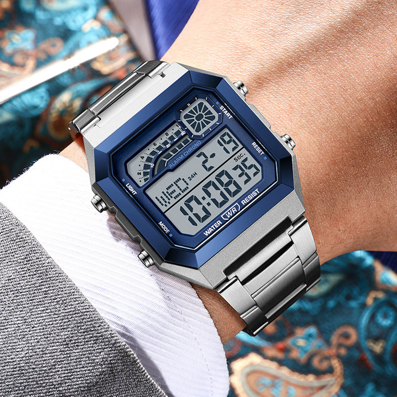 Unisex-Quadrat-Armbanduhr mit Leuchtdisplay