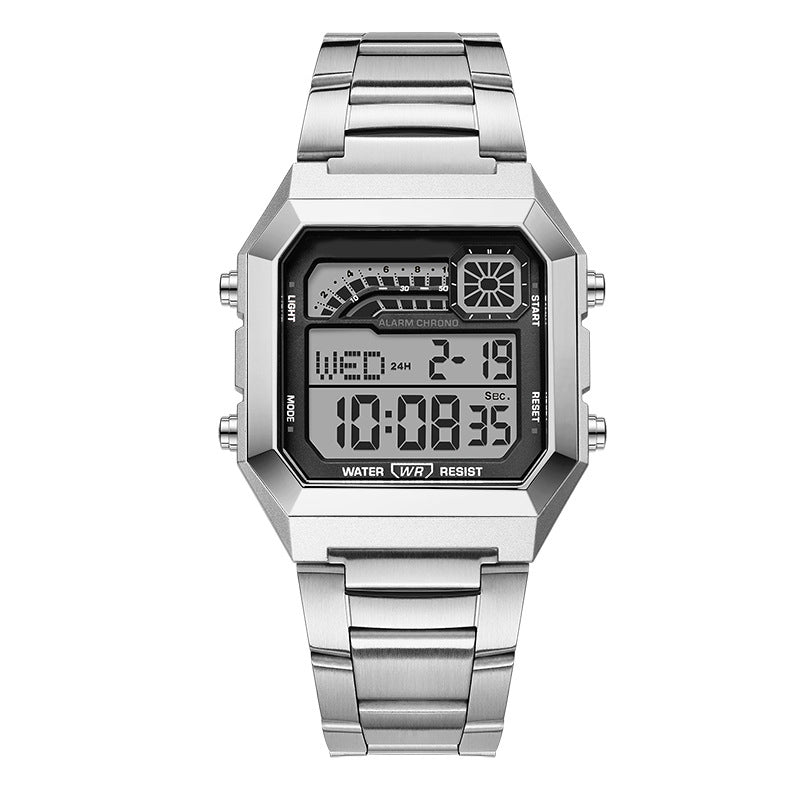 Unisex-Quadrat-Armbanduhr mit Leuchtdisplay