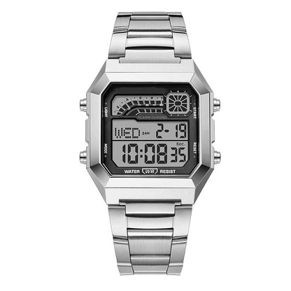 Unisex-Quadrat-Armbanduhr mit Leuchtdisplay