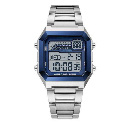 Unisex-Quadrat-Armbanduhr mit Leuchtdisplay