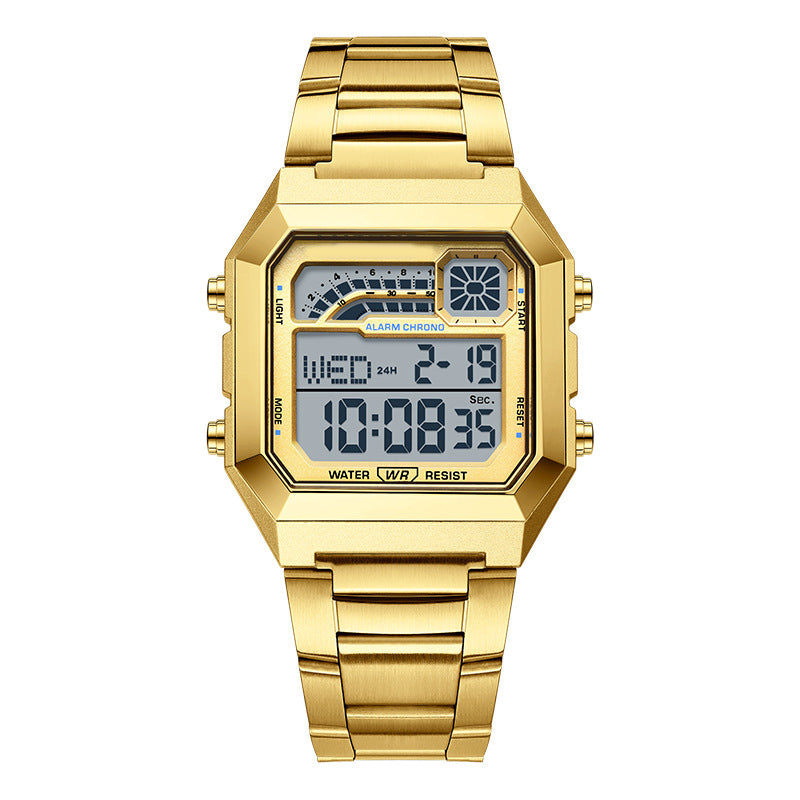 Unisex-Quadrat-Armbanduhr mit Leuchtdisplay