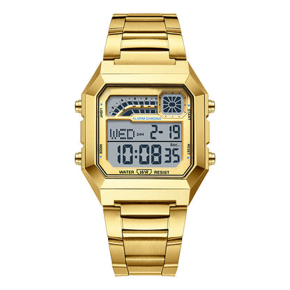 Unisex-Quadrat-Armbanduhr mit Leuchtdisplay