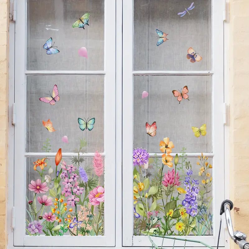 ✨LETZTER TAG VERKAUF 50 % RABATT!💐Bunter Blumenstrauß-Fensteraufkleber🖼️