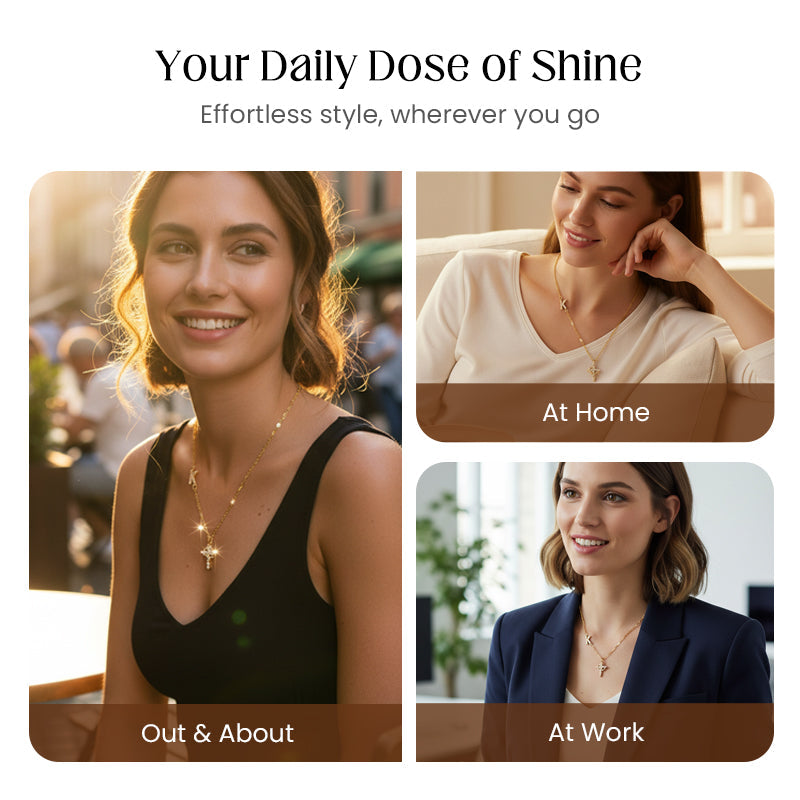 Zarte Blütenkette mit Initial-Anhänger