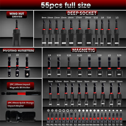 55-teiliges magnetisches Schraubendreher-Set für Schlagschrauber