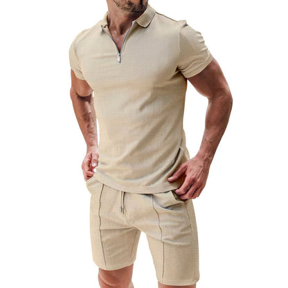 🌊☀️ Sommerliche Freizeit Kombination aus Kurzarm-Hemd mit Reißverschluss und Shorts 👕🩳 atmungsaktiv, schnelltrocknend & ideal für Urlaub und Garten