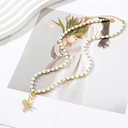 Zirkonia-Krone Kreuz Anhänger Halskette