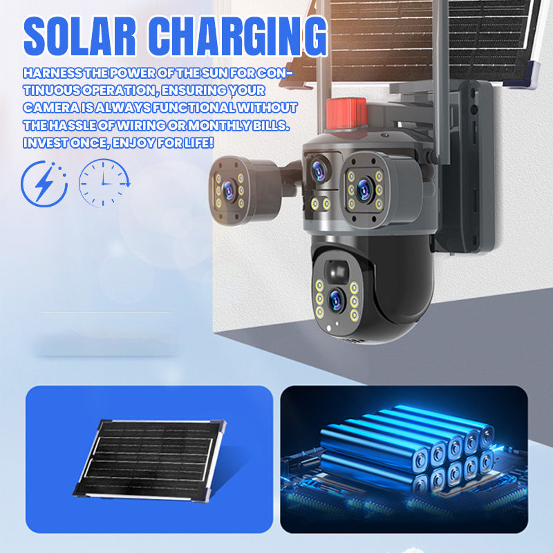 💥Neuer Verkaufsschlager🎥Solarbetriebene 360°-Kuppelkamera mit drei Objektiven✈️ Kostenloser Versand