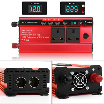 1500W Spannungswandler fürs Auto mit 4 USB-Anschlüssen