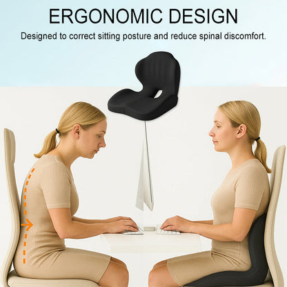 🪑 50% RABATT ! ✨ Ergonomisches Sitzkissen mit Lordosenstütze – Atmungsaktiver Sitzkomfort für Büro & Auto 🧘‍♂️