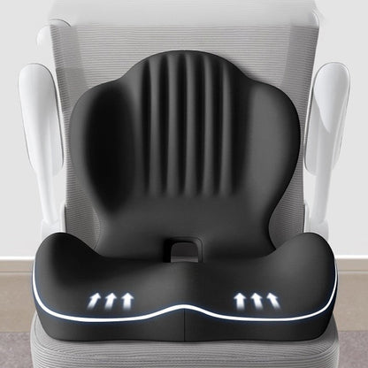 🪑 50% RABATT ! ✨ Ergonomisches Sitzkissen mit Lordosenstütze – Atmungsaktiver Sitzkomfort für Büro & Auto 🧘‍♂️