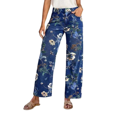 👖Damenjeans mit Blumenmuster und geradem Bein【BEI 2 ARTIKELN VERSANDKOSTENFREI】✨